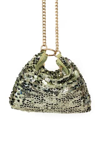 SG Collection By Sonia Gulrajani Sequined Green Sling Bag 
