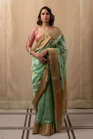 Priyanka Raajiv Paisley Buti Chanderi Saree With Blouse 