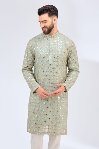 Mirror & Zari Embroidered Kurta 