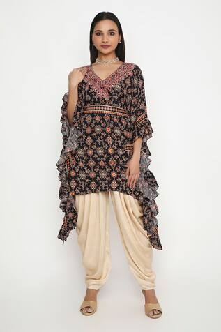 Neha Mehra Mosaic Blossom Ruffled Kaftan Set 