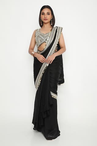 Neha Mehra Sequin Zari Embroidered Pre-Stitched Saree 