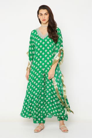 Neha Mehra Floral Butti Print Kaftan Set 