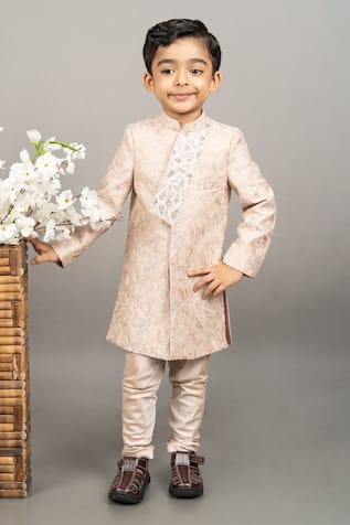 Little Brats Floral Thread Work Sherwani Set 