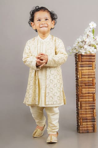 Little Brats Sequin Embroidered Kurta Pant Set 