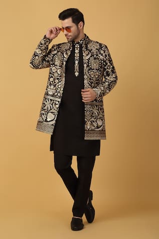 Aham-Vayam Nawab Zari Embroidered Sherwani Set 