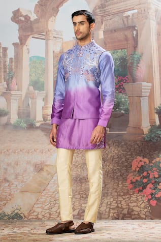 Asuka Ombre Embroidered Bundi Kurta Set 