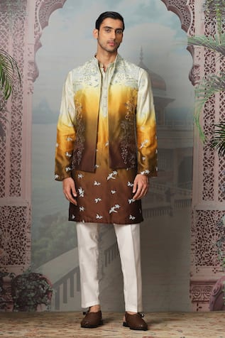Asuka Floral Embroidered Bundi Kurta Set 