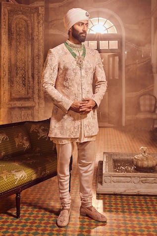 Asuka Embroidered Velvet Bandhgala & Kurta Set 