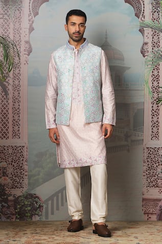 Asuka Floral Mirror Embroidered Bundi Kurta Set 