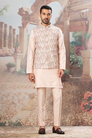 Asuka Floral Embroidered Bundi Kurta Set 