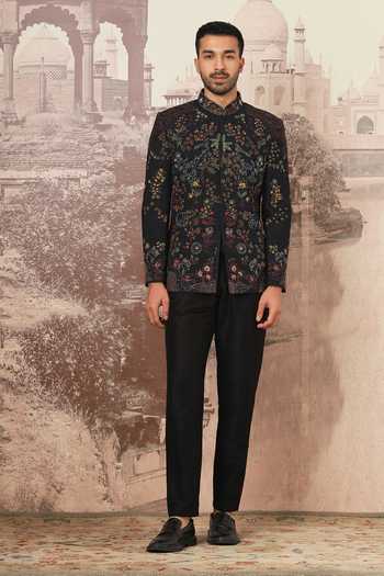 Asuka Floral Kantha Embroidered Bandhgala Set 