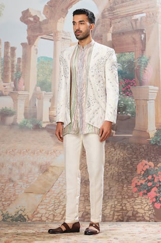 Asuka Ivory Applique Embroidered Jacket & Kurta Set 