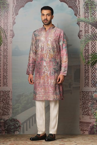 Asuka Rosewood Bloom Sequin Embroidered Kurta With Pant 