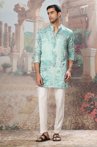 Asuka Sage Green Floral Print Kurta Set 