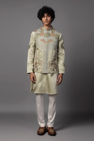 PAARSH Elephant Embroidered Bundi & Kurta Set 