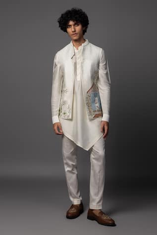 PAARSH Bird House Embroidered Bundi & Kurta Set 