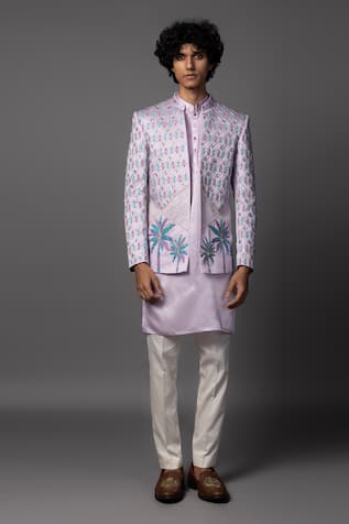 Lilac Embroidered Prince Coat Set 
