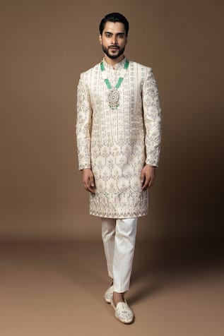 PAARSH Floral Embroidered Sherwani Set 