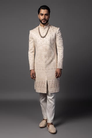 PAARSH Peach Dori Embroidered Sherwani Set 