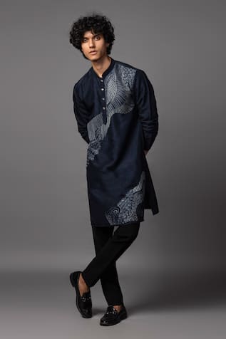 Paarsh Kantha Wave Embroidered Kurta Set 