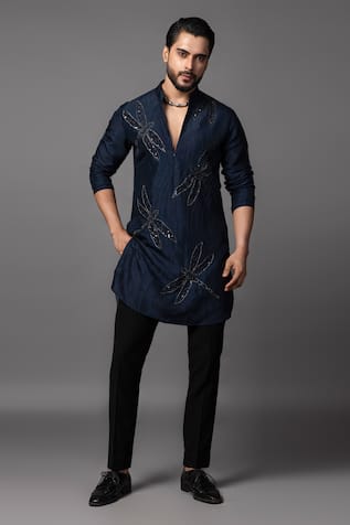 Paarsh Ethereal Wings Dragonfly Embroidered Kurta With Pant 