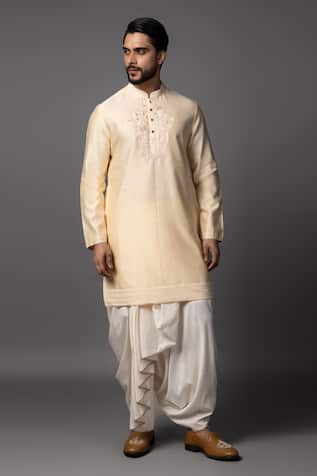 Paarsh Peach Chanderi Embroidered Kurta Set 