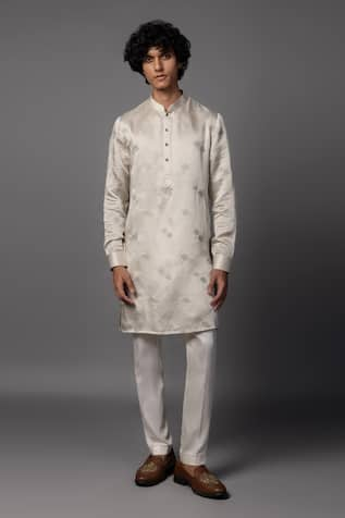 Paarsh Grey Resham Embroidered Kurta Set 