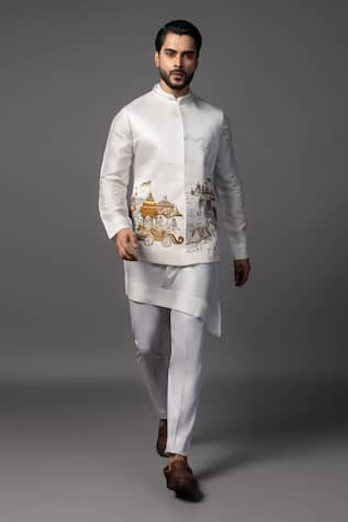 Paarsh Embroidered Bundi Asymmetric Kurta Set 