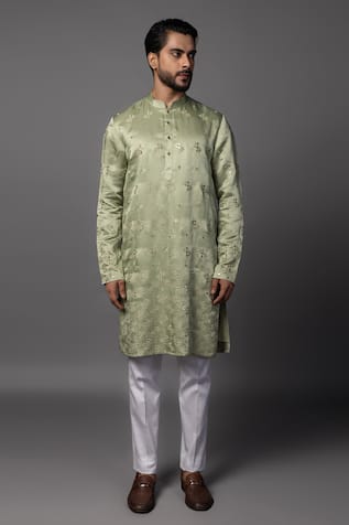 Paarsh Mint Green Mirror Embroidered Kurta Set 