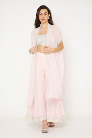 Neha Mehra Pink Sheer Cape Kalidar Sharara Set 