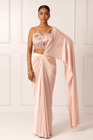 Isha Regalia Pleated Pre-Draped Saree & Nature Embroidered Blouse 