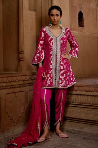 Mustard Moon By Neyha And Vrinda Embroidered Kurta Set with Tulip Pant 