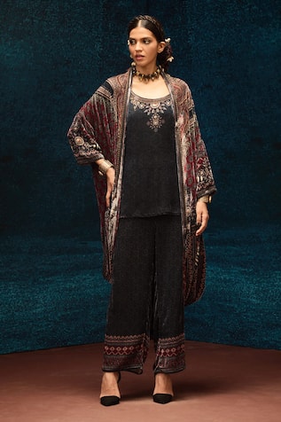 Rajdeep Ranawat Black Ajrakh Print Tunic 