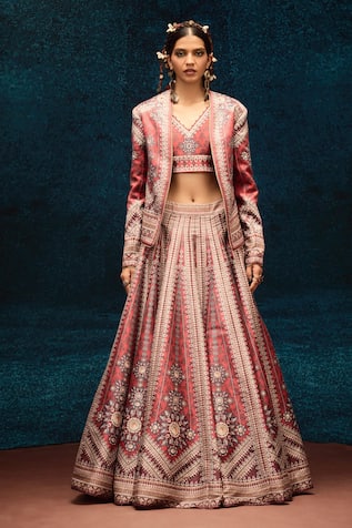 Rajdeep Ranawat Ajrakh Print Lehenga & Jacket Set 
