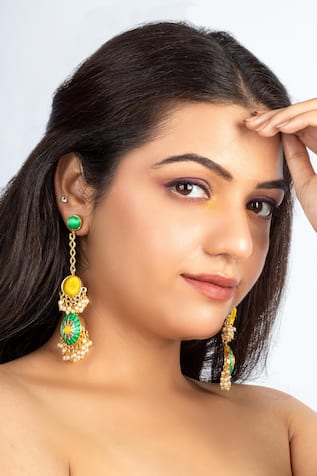 Geometric Thread Embroidered Danglers 