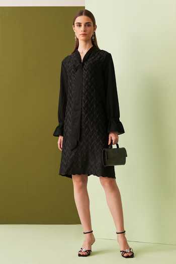 Pleats By Aruni Chevron Pleat Tie Up Detail Dress 