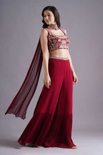 Maisolos Phool Jaal Embroidered Blouse & Sharara Set 