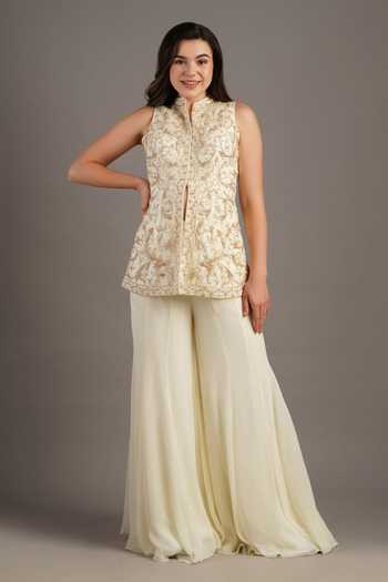 Maisolos Bahar Embroidered Jacket & Sharara Set 