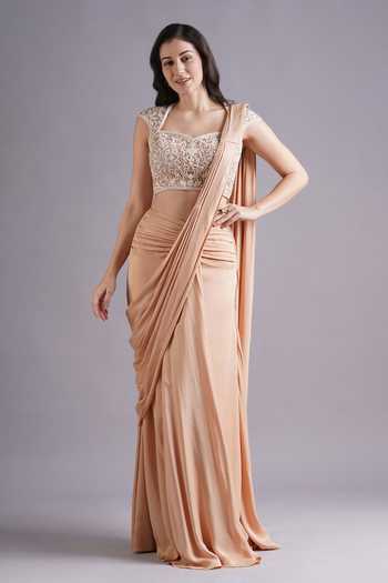 Maisolos Bloom Embroidered Pre-Draped Saree Set 