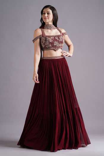 Maisolos Bloom Embroidered Blouse & Lehenga Set 