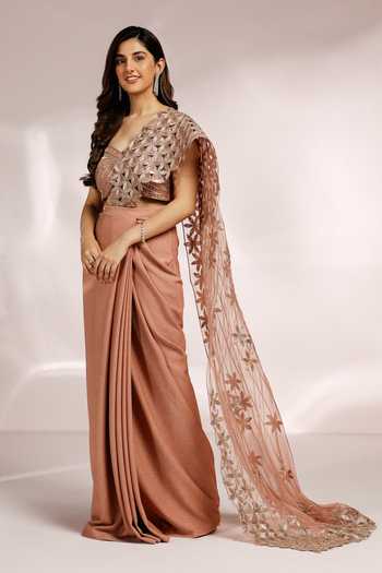 Label Moni K Wave Embroidered Bustier & Draped Skirt Set 