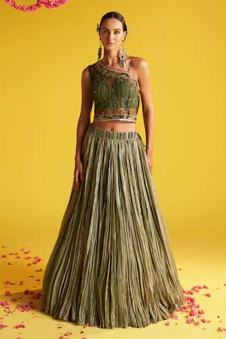 Studio Bagechaa Vamika Striped Print Lehenga Set 