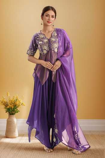Shreeka Floral Embroidered Peplum Top & Pant Set 