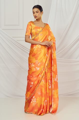 Harshita Singhvi Floral Print Saree With Sequin Embroidered Blouse 