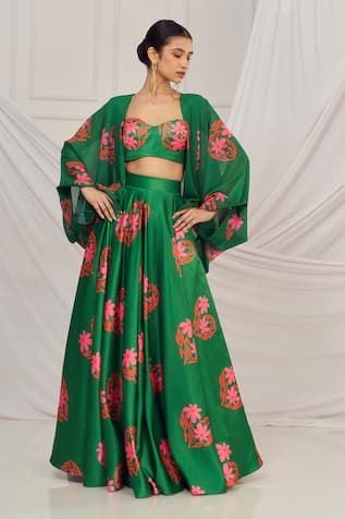 Harshita Singhvi Floral Heart Print Lehenga & Shrug Set 