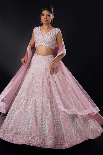 Ronak And Shruti Pink Embroidered Bridal Lehenga Set 
