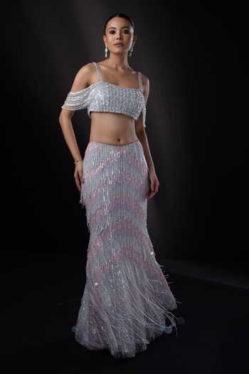 Ronak And Shruti 3D Fringed Tassel Embellished Lehenga Set 