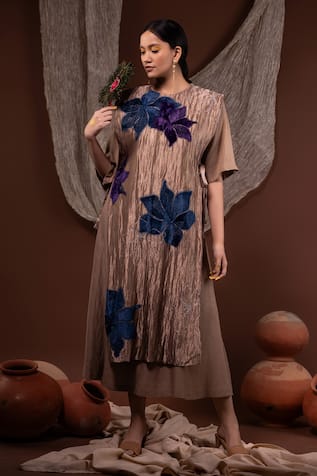 Chambray & CO. Floral Applique Overlay & Tunic Set 