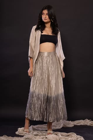 Chambray & CO. Silver Blazer & Ombre Skirt Set 