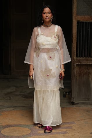 Chambray & CO. Resham Embroidered Overlay & Sharara Set 